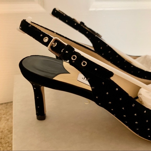 Jimmy Choo Erin Glittered Velvet Slingback Pumps - Picture 3 of 7